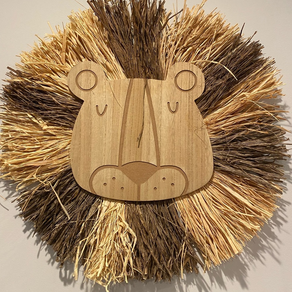 Hobby lobby real wood and straw solid heavy wall decor